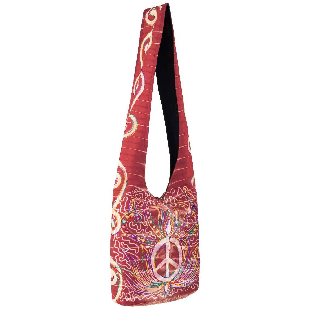 Kunst Und Magie Kunst und Magie Batik Schultertasche Umhängetasche Peace Symbol Rot Nur noch ein Tag übrig