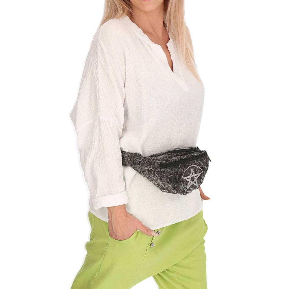 Kunst Und Magie Kunst und Magie Bauchtasche Bunte Boho Goa Crossbody Schulter Gürteltasche Hüfttasche Stonewashed Pentagramm Unisex Exklusive Angebote