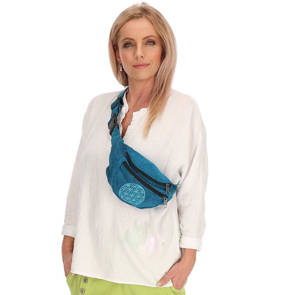 Kunst Und Magie Kunst und Magie Bauchtasche Bunte Boho Goa Crossbody Schulter Gürteltasche Hüfttasche Stonewashed Unisex Lebensblume Blitzangebot