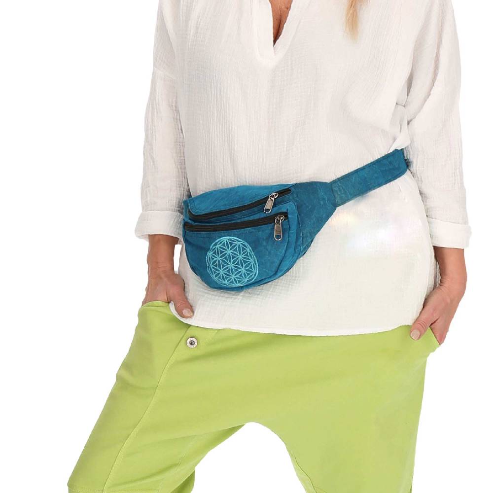 Kunst Und Magie Kunst und Magie Bauchtasche Bunte Boho Goa Crossbody Schulter Gürteltasche Hüfttasche Stonewashed Unisex Lebensblume Blitzangebot