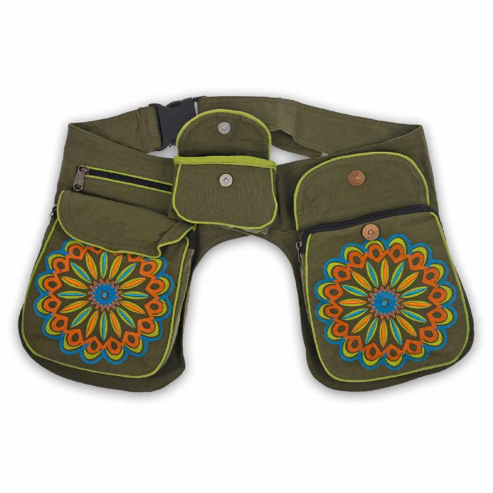 Kunst Und Magie KUNST UND MAGIE Mandala Doppel Bauchtasche Hüfttasche Mandala Gürteltasche Festivaltasche Sidebag Super Sparpreis