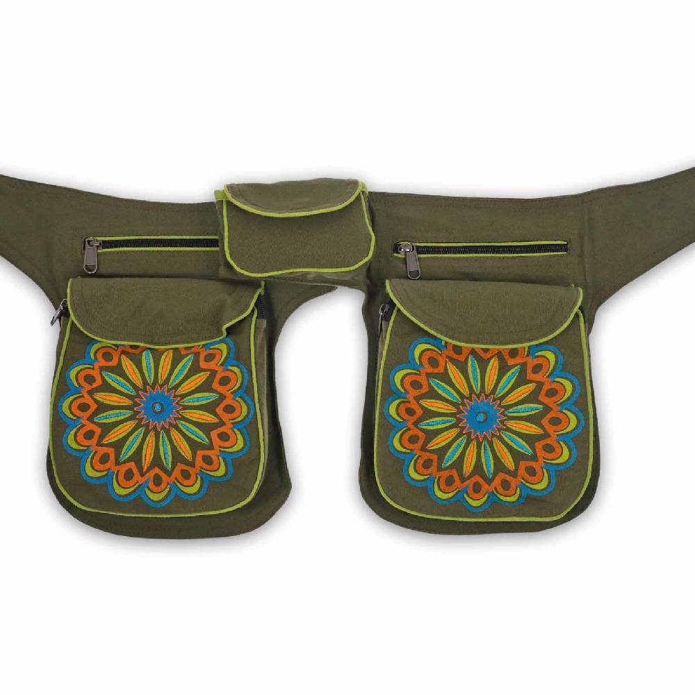 Kunst Und Magie KUNST UND MAGIE Mandala Doppel Bauchtasche Hüfttasche Mandala Gürteltasche Festivaltasche Sidebag Super Sparpreis