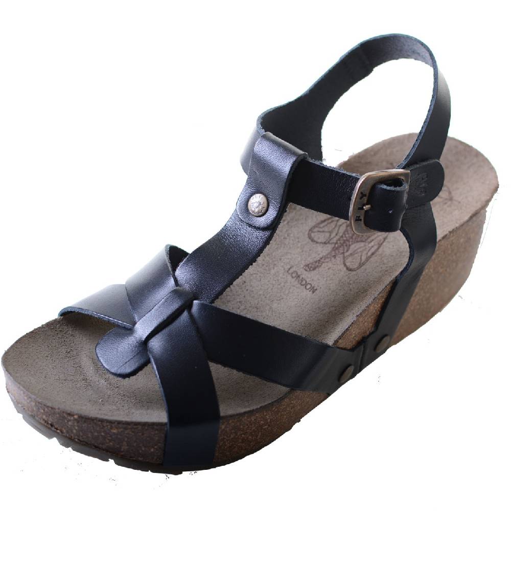 Kunst Und Magie Fly London COLA Damen Durchgängies Plateau Sandalen mit Keilabsatz Black Super Rabatt