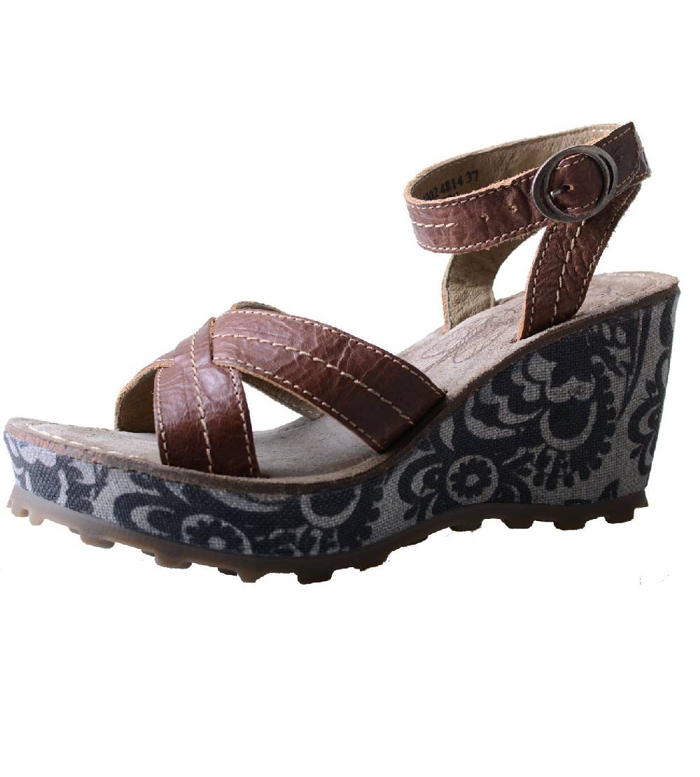 Kunst Und Magie Fly London Gera Damen Sandalette mit Keilabsatz Braun Riesige Rabatte