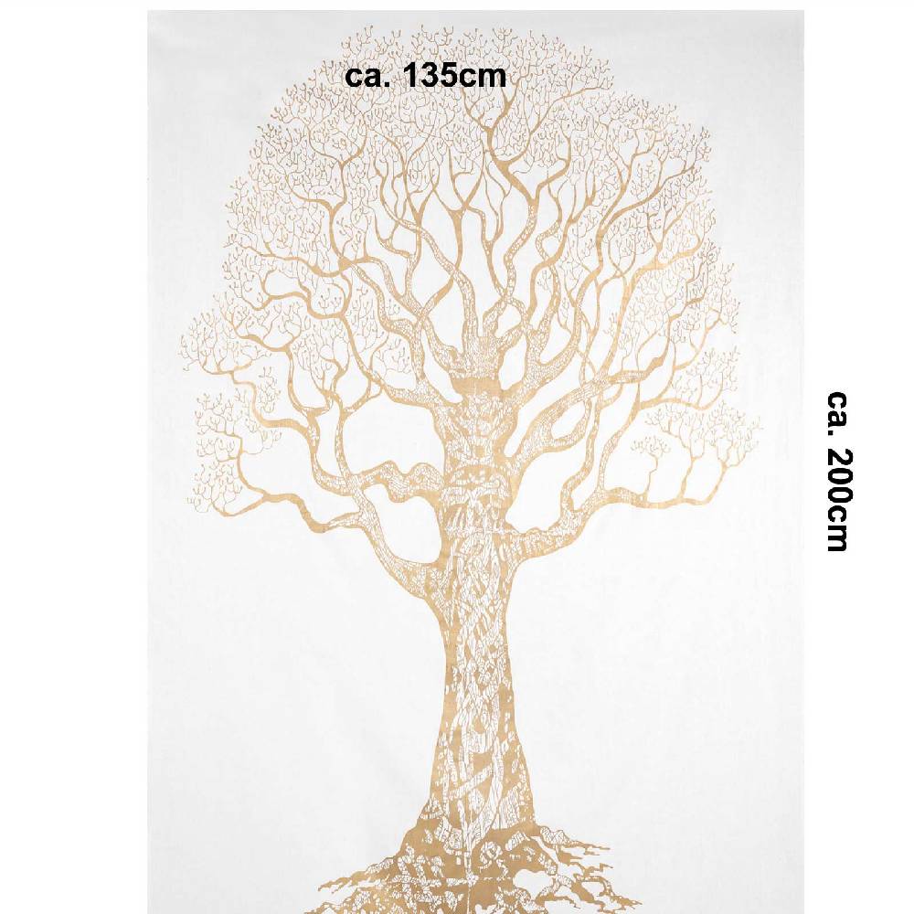 Kunst Und Magie Tagesdecke Wandbehang Deko Tuch Goldener Baum Lebensbaum ca. 200 x135cm Im Verkauf