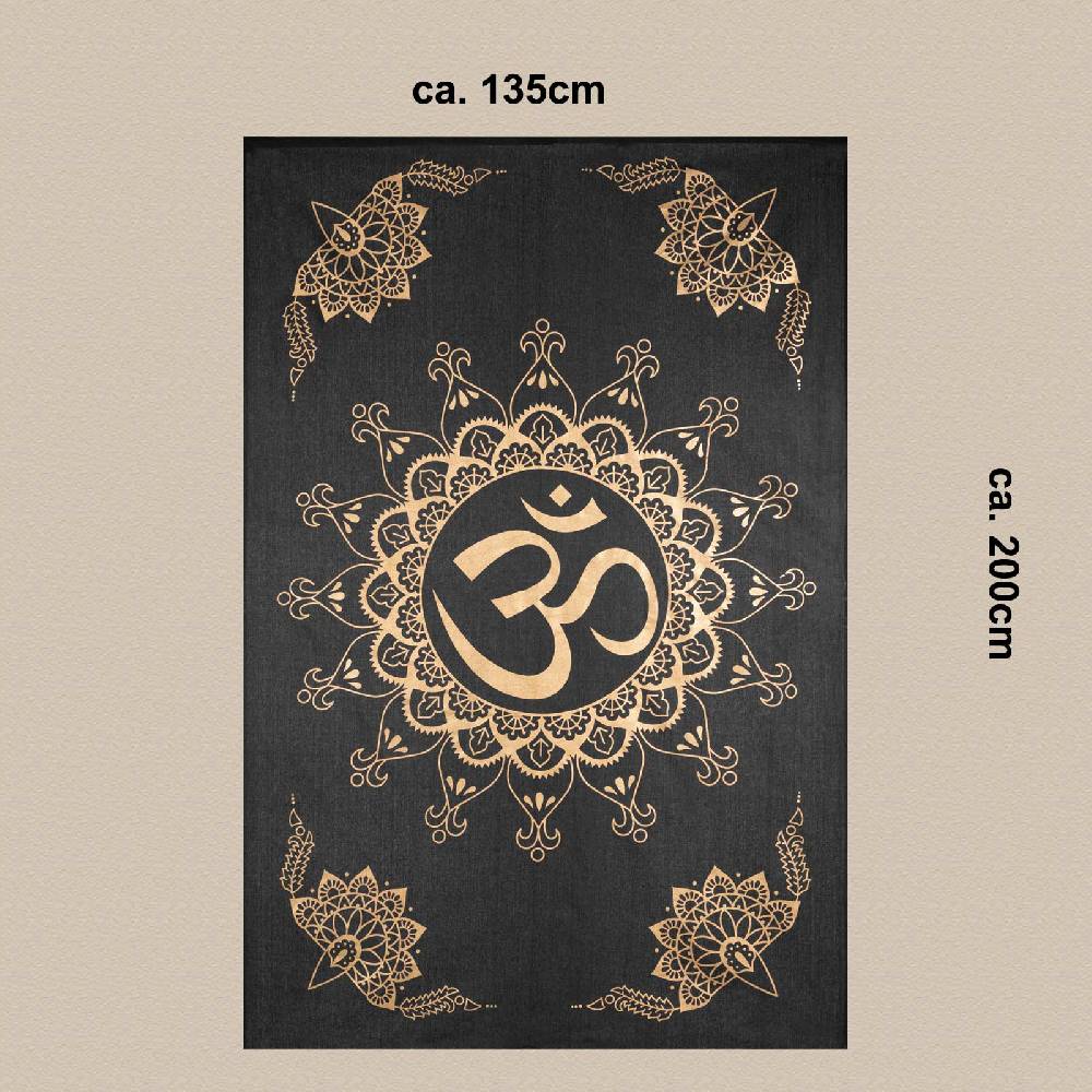 Kunst Und Magie Kunst und Magie Tagesdecke Wandbehang Deko Tuch Golden Om ca. 200 x135cm Outlet