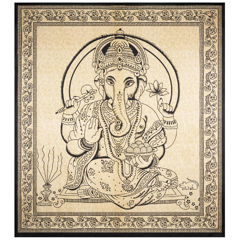 Kunst Und Magie Ganesha Dekotuch Große Tagesdecke Wandbehang Tuch Goa ca. 200 x 225 cm Schlussverkauf