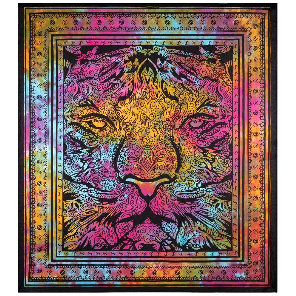 Kunst Und Magie Kunst und Magie Tagesdecke Wandbehang Deko Tuch Tiger Meditation ca. 200 x 225 cm Günstiger Verkauf