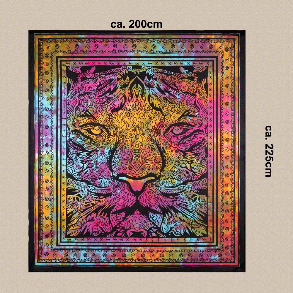 Kunst Und Magie Kunst und Magie Tagesdecke Wandbehang Deko Tuch Tiger Meditation ca. 200 x 225 cm Günstiger Verkauf