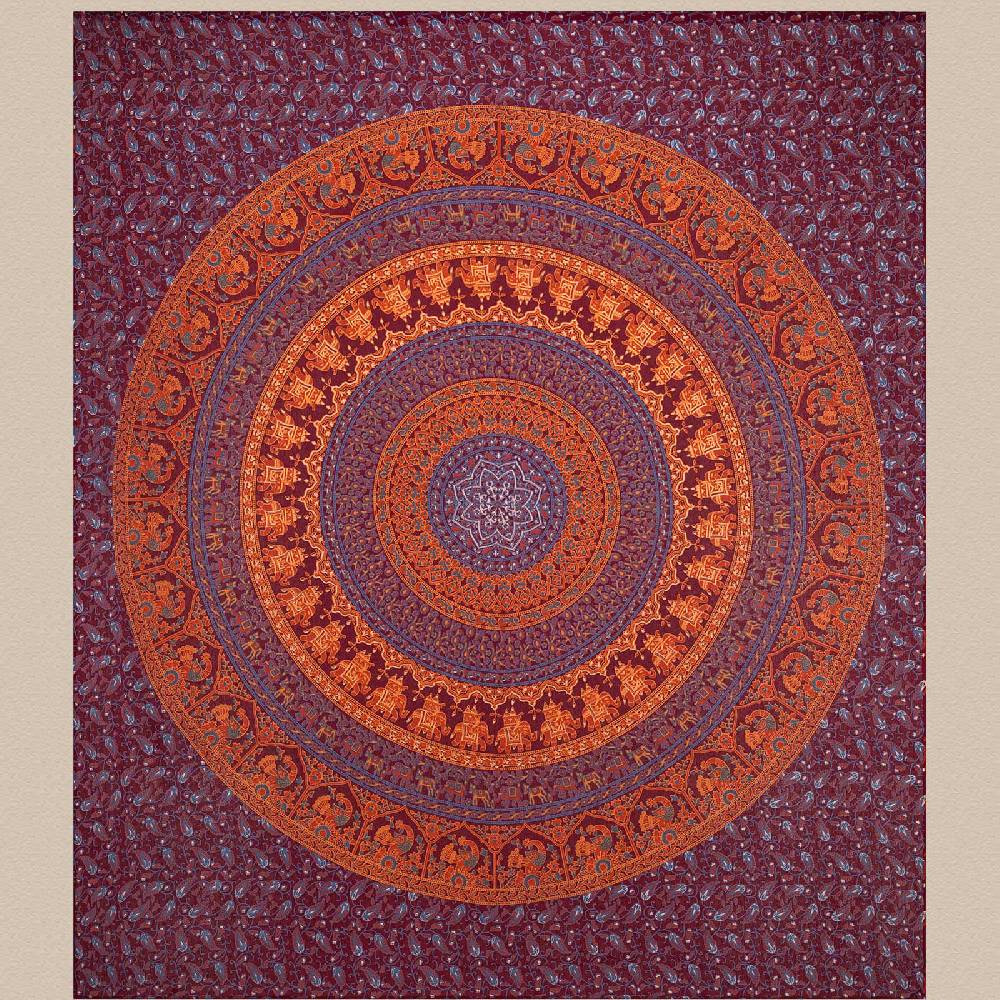 Kunst Und Magie Tagesdecke Wandbehang Mandala Deko Tuch Indisch Elefant XL ca. 200 x 230cm Blitzverkäufe