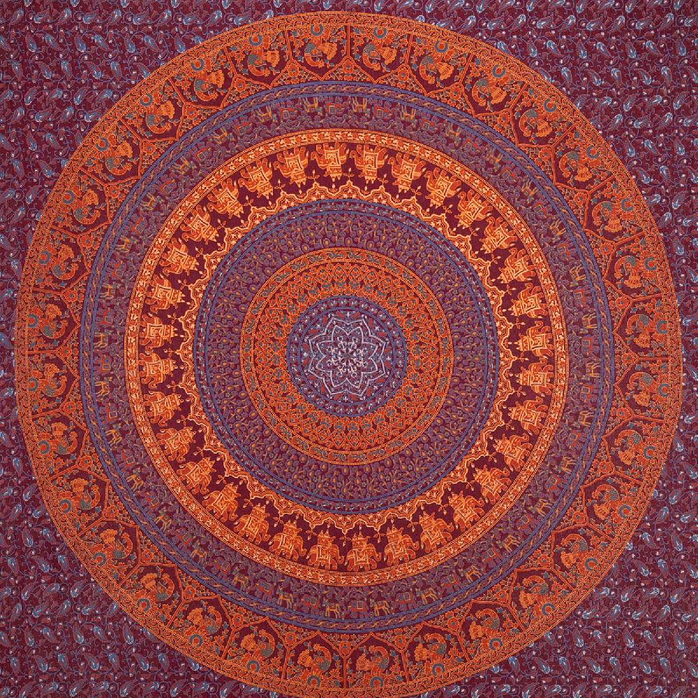 Kunst Und Magie Tagesdecke Wandbehang Mandala Deko Tuch Indisch Elefant XL ca. 200 x 230cm Blitzverkäufe