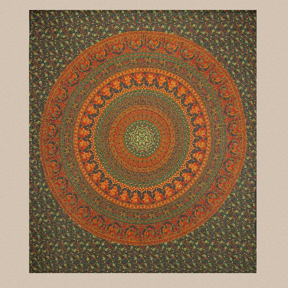 Kunst Und Magie Tagesdecke Wandbehang Mandala Deko Tuch Indisch Elefant XL ca. 200 x 230cm Kostenloser Versand