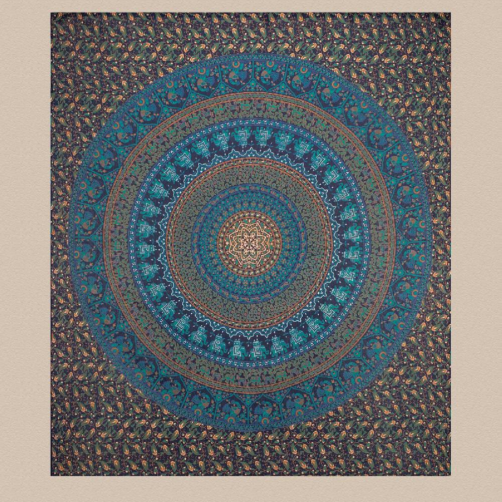 Kunst Und Magie Tagesdecke Wandbehang Mandala Deko Tuch Indisch Elefant XL ca. 200 x 230cm Limitierter Zeitrabatt