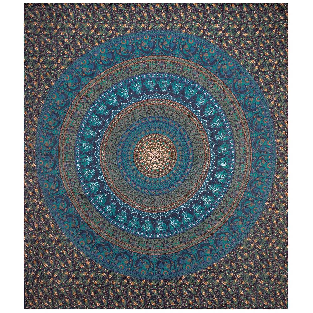 Kunst Und Magie Tagesdecke Wandbehang Mandala Deko Tuch Indisch Elefant XL ca. 200 x 230cm Limitierter Zeitrabatt