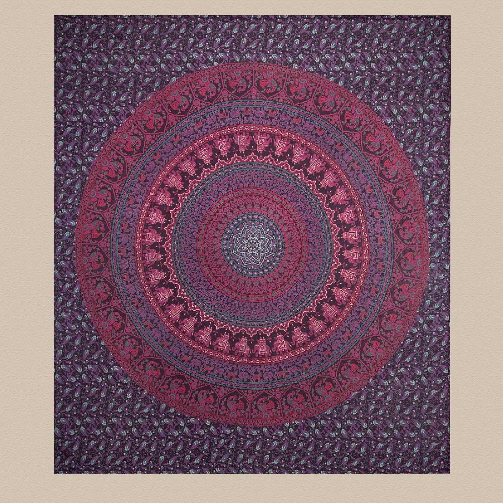 Kunst Und Magie Tagesdecke Wandbehang Mandala Deko Tuch Indisch Elefant XL ca. 200 x 230cm Fabrik Onlineshop