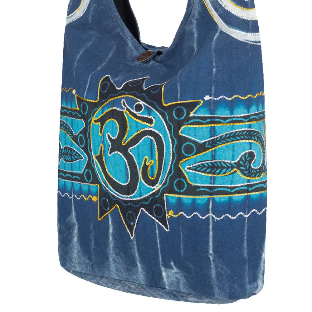 Kunst Und Magie Kunst und Magie Batik Schultertasche Umhängetasche mit Om Motiv Blau Sonderangebot