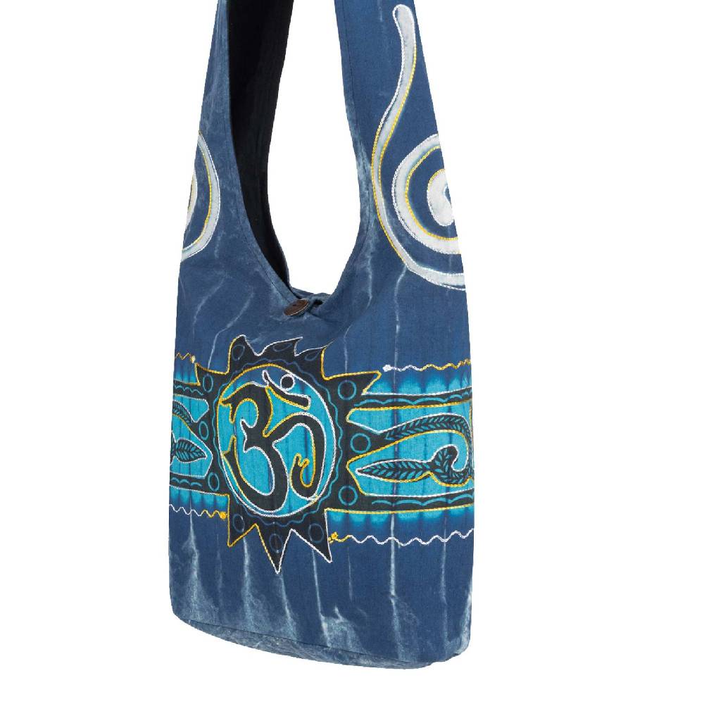 Kunst Und Magie Kunst und Magie Batik Schultertasche Umhängetasche mit Om Motiv Blau Sonderangebot