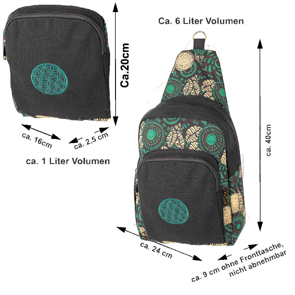 Kunst Und Magie Kunst und Magie Sling Bag Lebensblume Schultertasche Hippie Goa Bodybag crossbody Rucksack Bunt M Rabatt