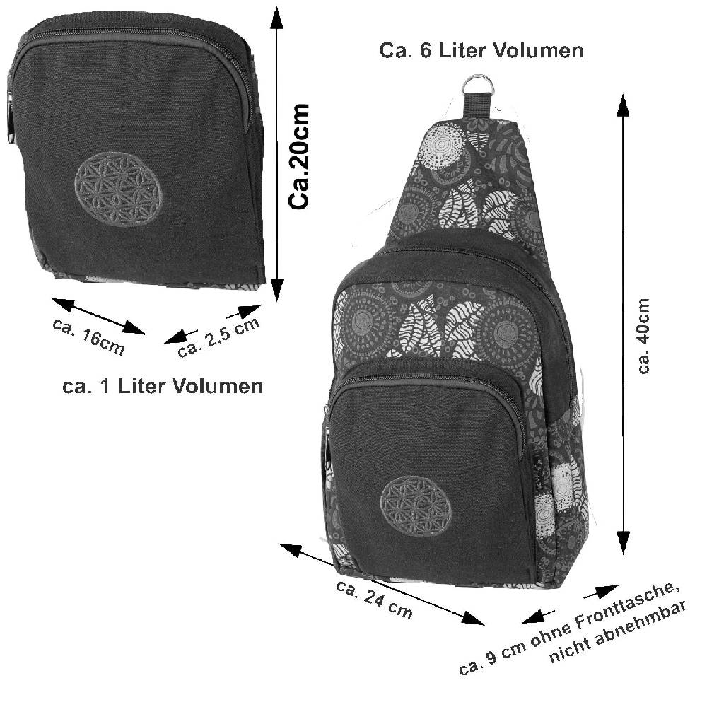 Kunst Und Magie Kunst und Magie Sling Bag Lebensblume Schultertasche Hippie Goa Bodybag crossbody Rucksack Bunt M Rabatt