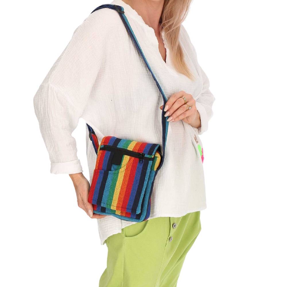 Kunst Und Magie kleine Regenbogen Schultertasche Hippie Handtasche Goa Tasche mit Schulterriemen Damen Herren Rainbow Black Friday