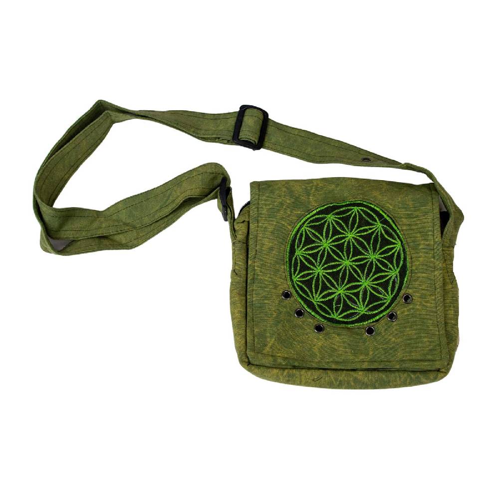 Kunst Und Magie Schultertasche Hippie Umhängetasche Handtasche Goa Tasche mit Schulterriemen Damen Herren Lebensblume Cyber Monday