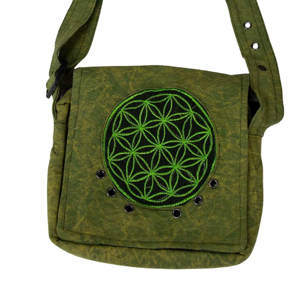 Kunst Und Magie Schultertasche Hippie Umhängetasche Handtasche Goa Tasche mit Schulterriemen Damen Herren Lebensblume Cyber Monday