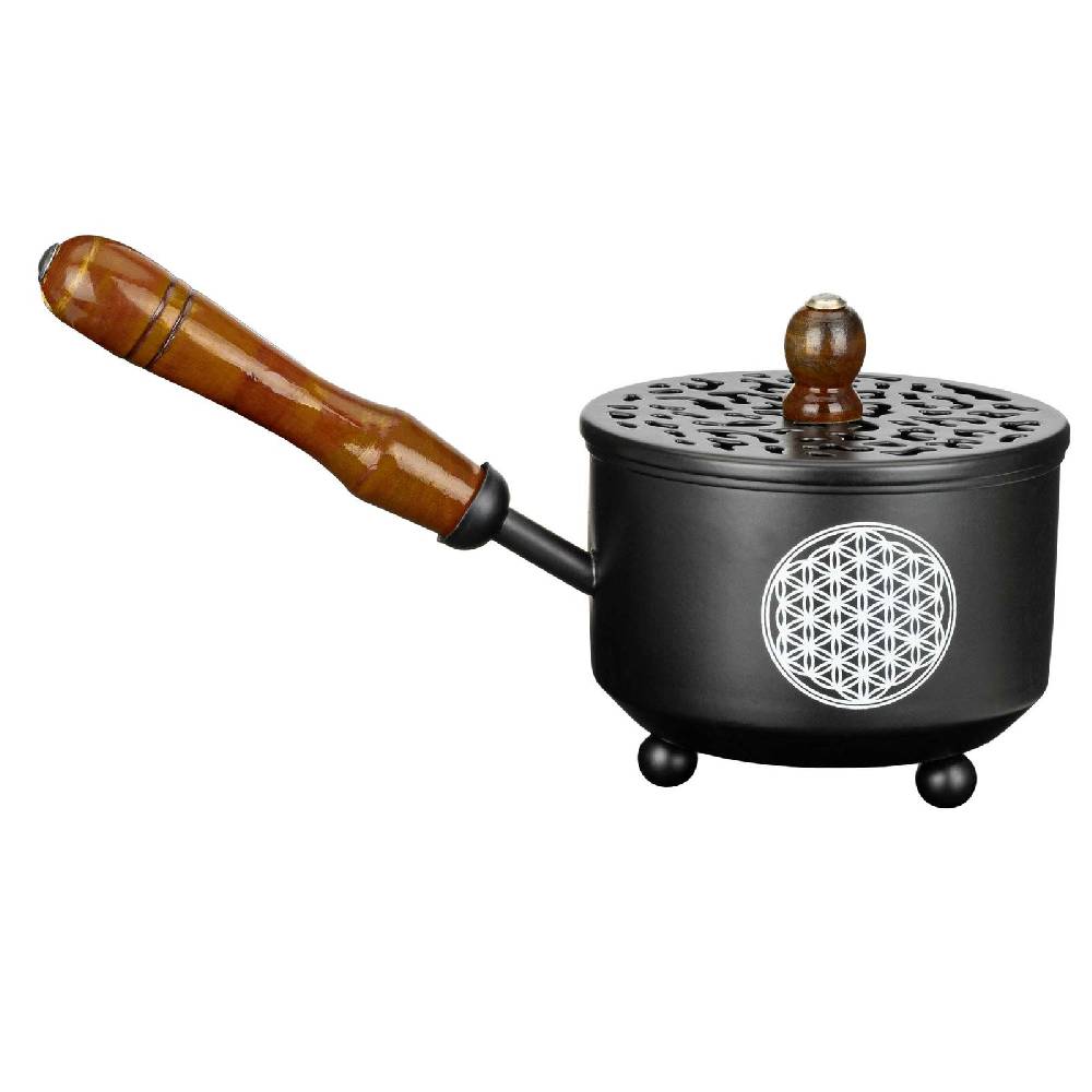 Kunst Und Magie Räucherpfanne aus Metall in schwarz Räuchergefäß Weihrauch-Aromatherapie-Brenner Online Outlet