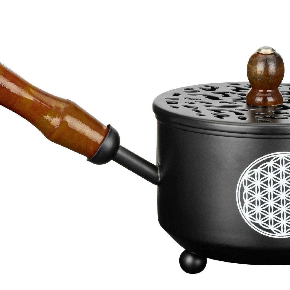 Kunst Und Magie Räucherpfanne aus Metall in schwarz Räuchergefäß Weihrauch-Aromatherapie-Brenner Online Outlet