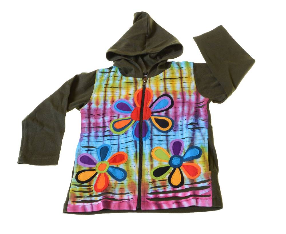 Kunst Und Magie Kinder Hippie Jacke Goa Psy Wichtel im Batik Razor Cut Design Sonderangebote