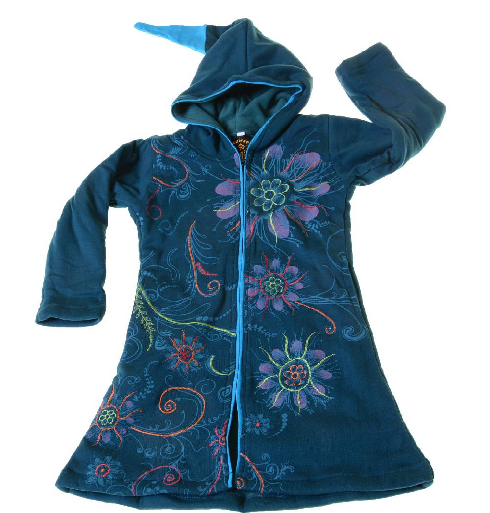 Kunst Und Magie Kinder Hippie Jacke mit Zipfelkapuze Goa Psy Wichtel Fantasy Flowers Tiefpreis