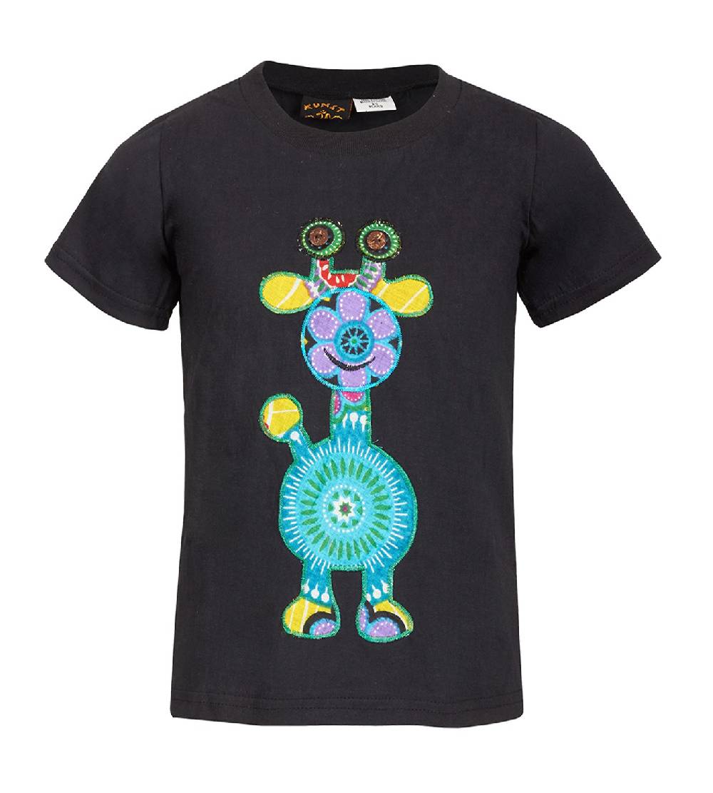 Kunst Und Magie Farbenfrohes Kids T-Shirt mit Patchwork-Stick "Giraffe" Hippie Goa Letzte 3 Tage
