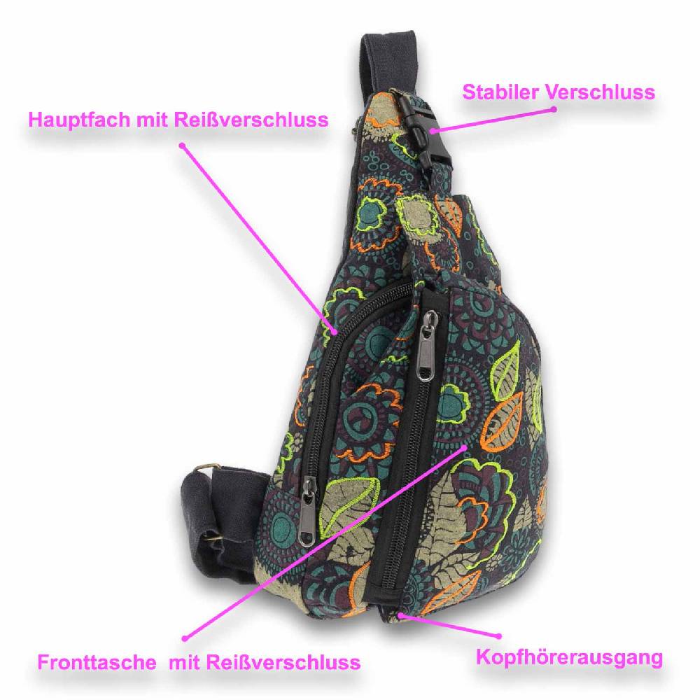 Kunst Und Magie Slingbag Brusttasche Hippie Goa Bodybag Schultertasche Rucksack Bunt S Im Verkauf