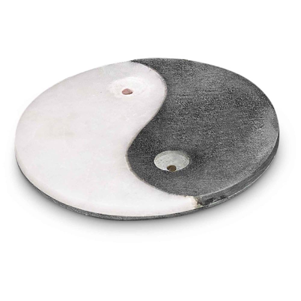 Kunst Und Magie Räucherstäbchenhalter Ying Yang Halter für Räucherstäbchen und Kegel aus Speckstein 10cm Neueste Mode