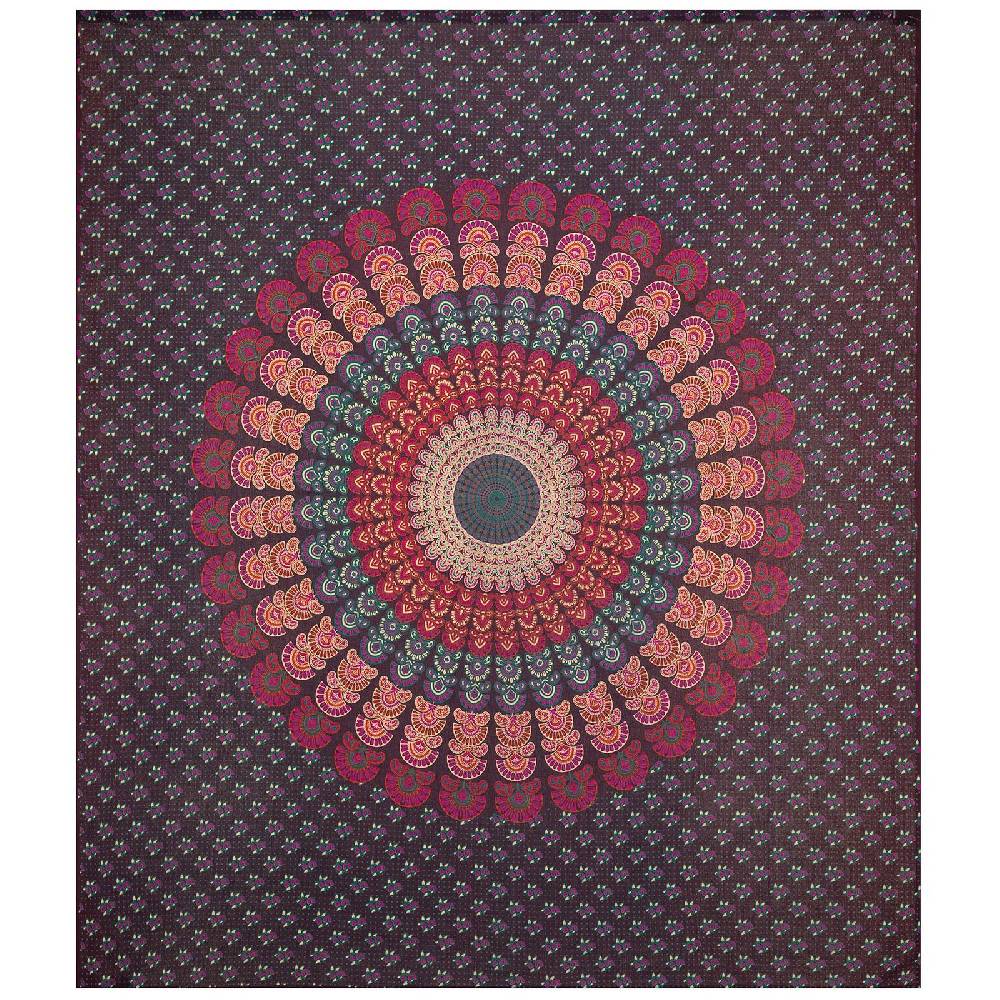 Kunst Und Magie Tagesdecke Wandbehang Mandala Deko Tuch Peacock Pfau XL ca. 200 x 230cm Sonderangebote