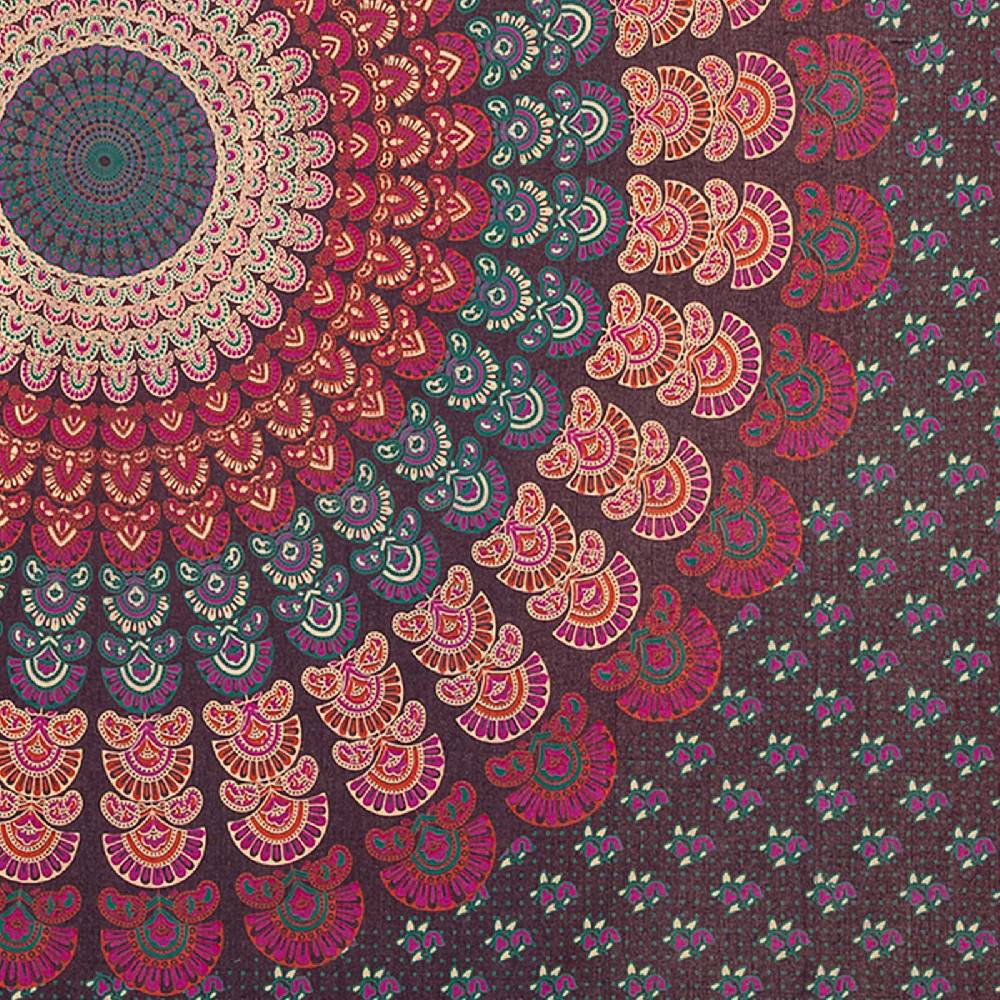 Kunst Und Magie Tagesdecke Wandbehang Mandala Deko Tuch Peacock Pfau XL ca. 200 x 230cm Sonderangebote