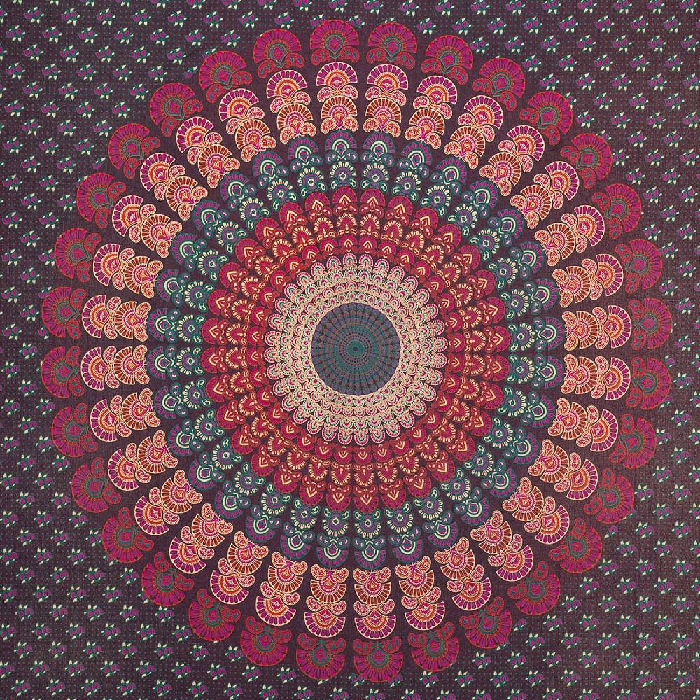 Kunst Und Magie Tagesdecke Wandbehang Mandala Deko Tuch Peacock Pfau XL ca. 200 x 230cm Sonderangebote