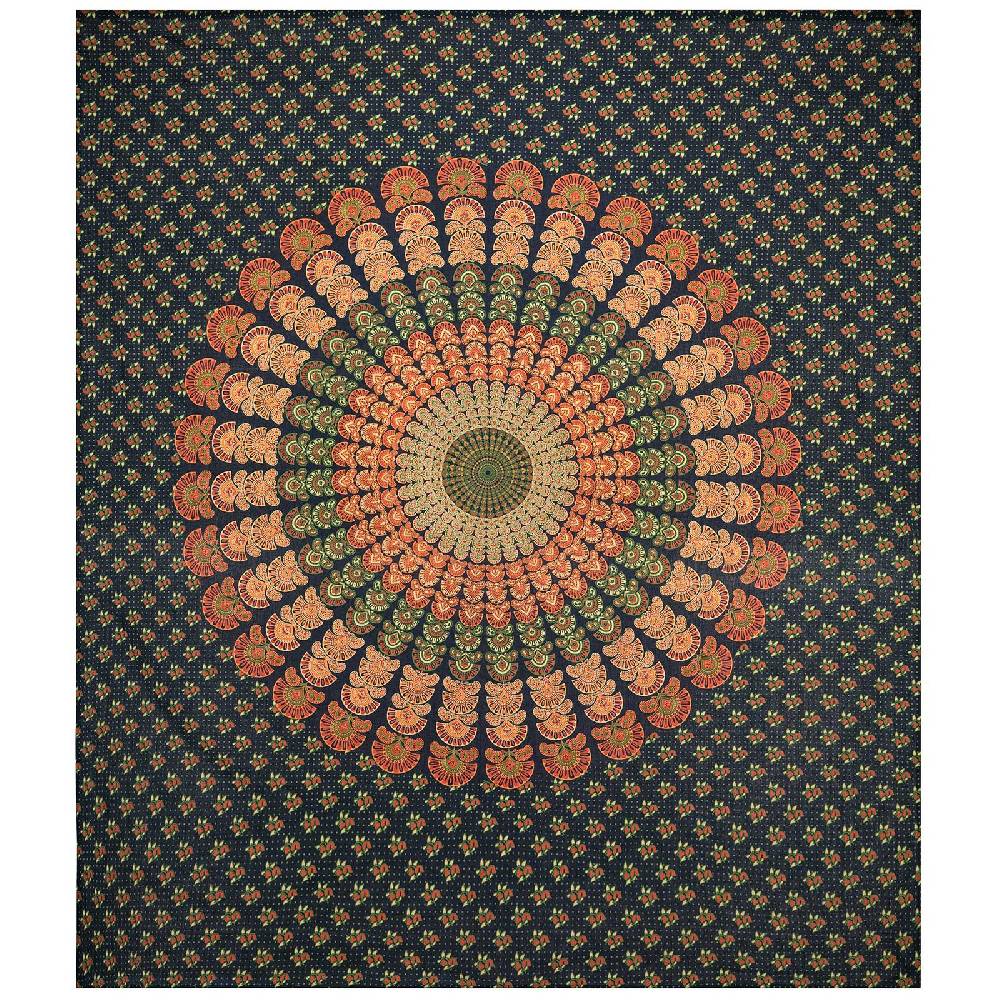Kunst Und Magie Tagesdecke Wandbehang Mandala Deko Tuch Peacock Pfau XL ca. 200 x 230cm Riesige Ersparnisse