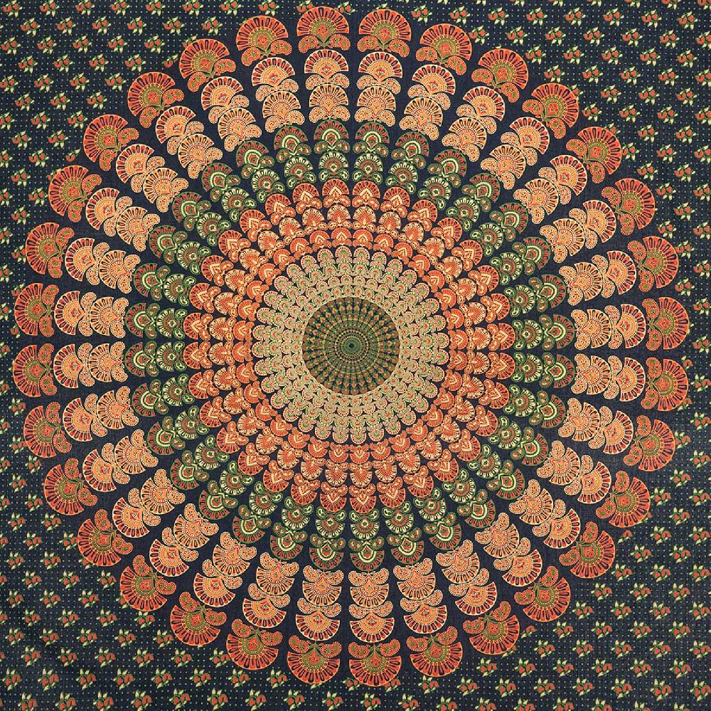 Kunst Und Magie Tagesdecke Wandbehang Mandala Deko Tuch Peacock Pfau XL ca. 200 x 230cm Riesige Ersparnisse