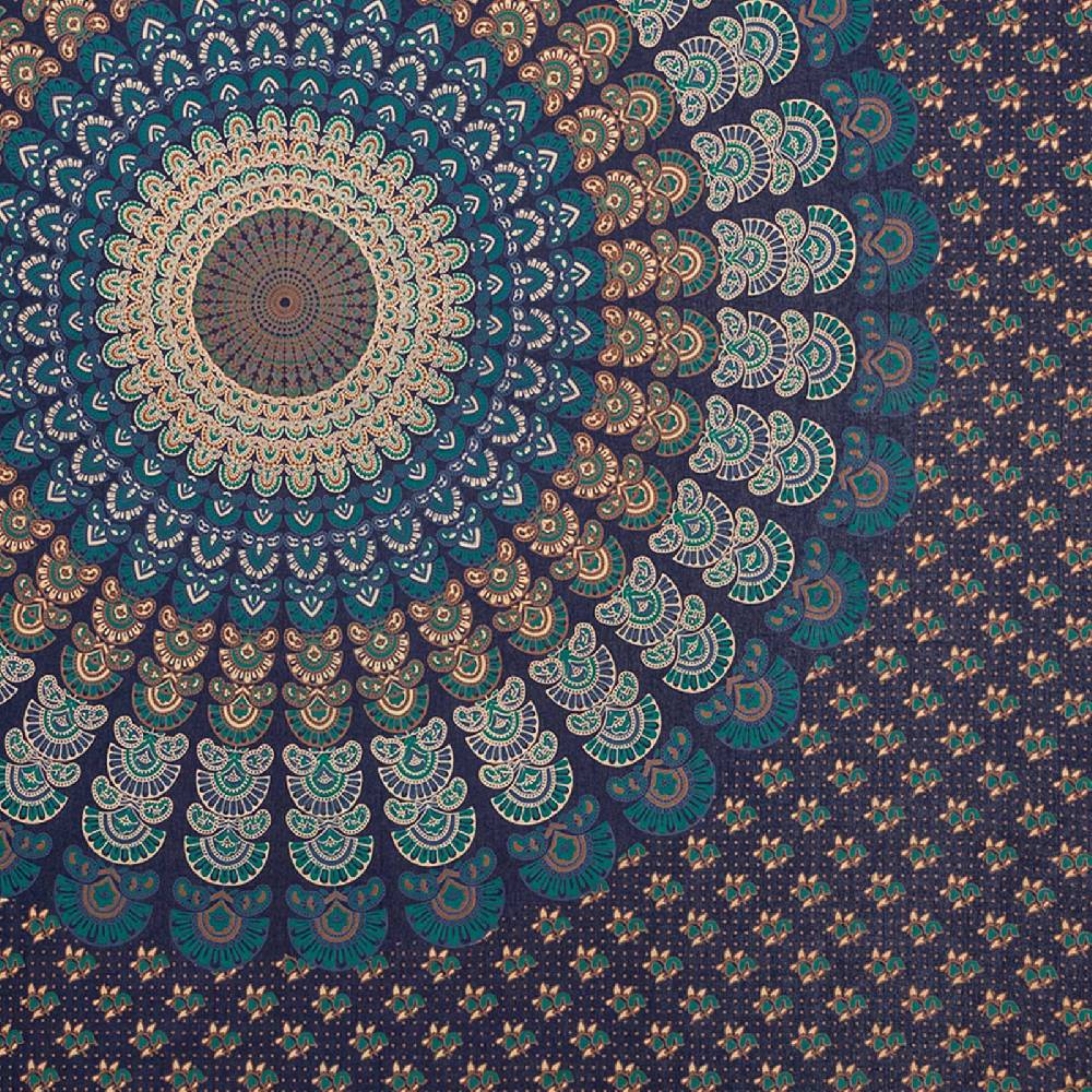 Kunst Und Magie Tagesdecke Wandbehang Mandala Deko Tuch Peacock Pfau XL ca. 200 x 230cm VIP-Rabatte