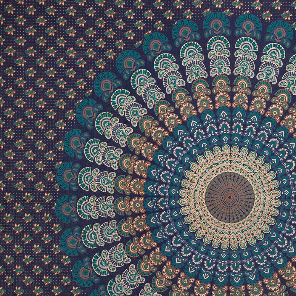 Kunst Und Magie Tagesdecke Wandbehang Mandala Deko Tuch Peacock Pfau XL ca. 200 x 230cm VIP-Rabatte