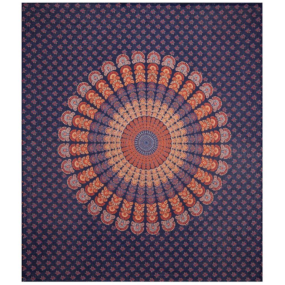 Kunst Und Magie Tagesdecke Wandbehang Mandala Deko Tuch Peacock Pfau XL ca. 200 x 230cm Tiefpreis