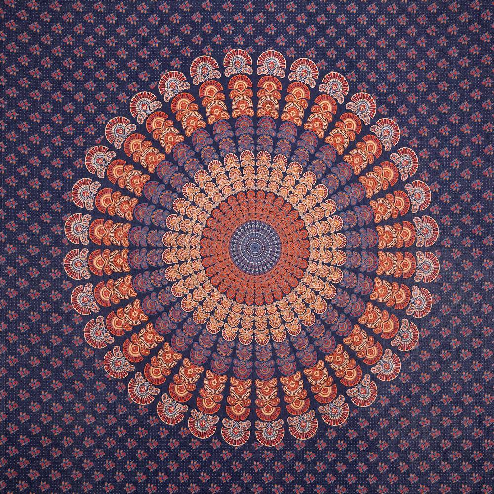 Kunst Und Magie Tagesdecke Wandbehang Mandala Deko Tuch Peacock Pfau XL ca. 200 x 230cm Tiefpreis