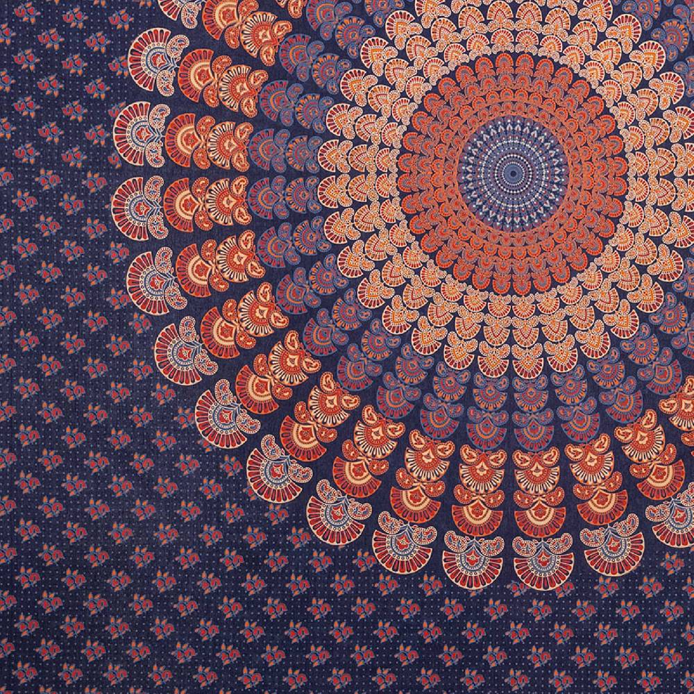 Kunst Und Magie Tagesdecke Wandbehang Mandala Deko Tuch Peacock Pfau XL ca. 200 x 230cm Tiefpreis