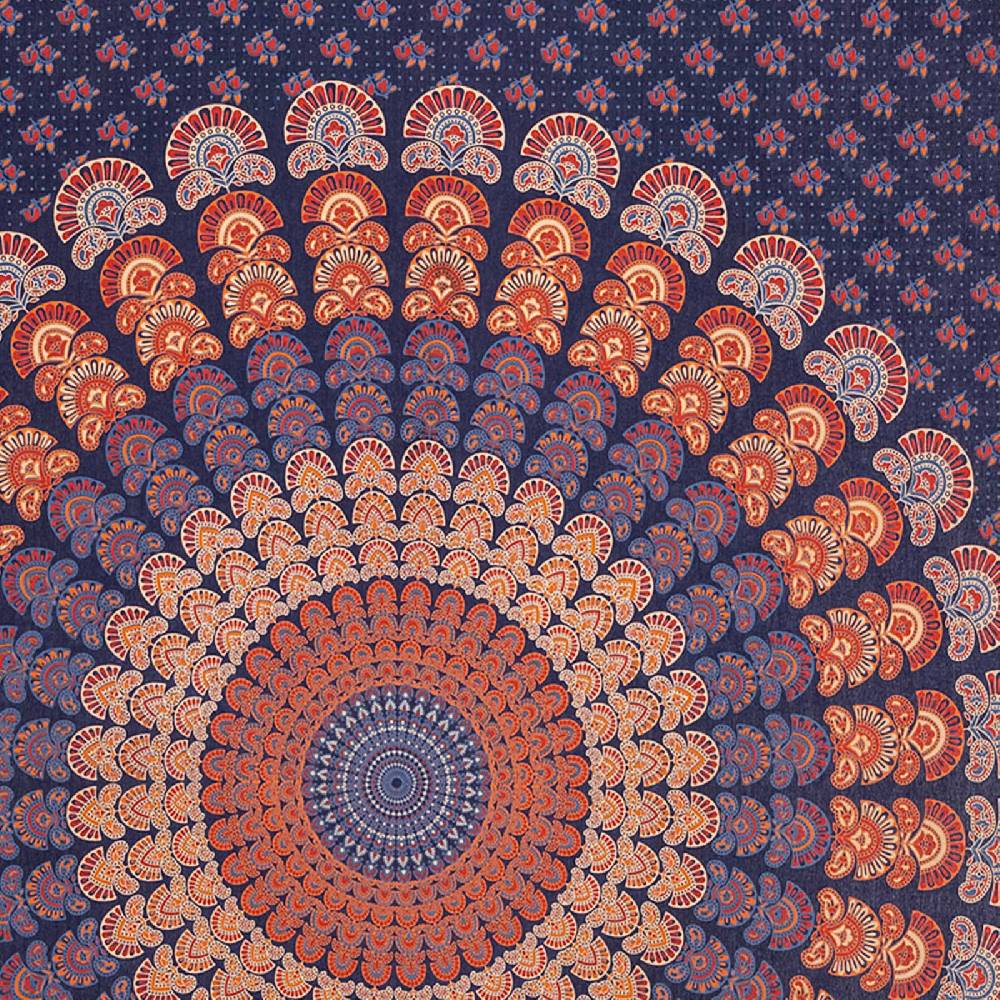 Kunst Und Magie Tagesdecke Wandbehang Mandala Deko Tuch Peacock Pfau XL ca. 200 x 230cm Tiefpreis
