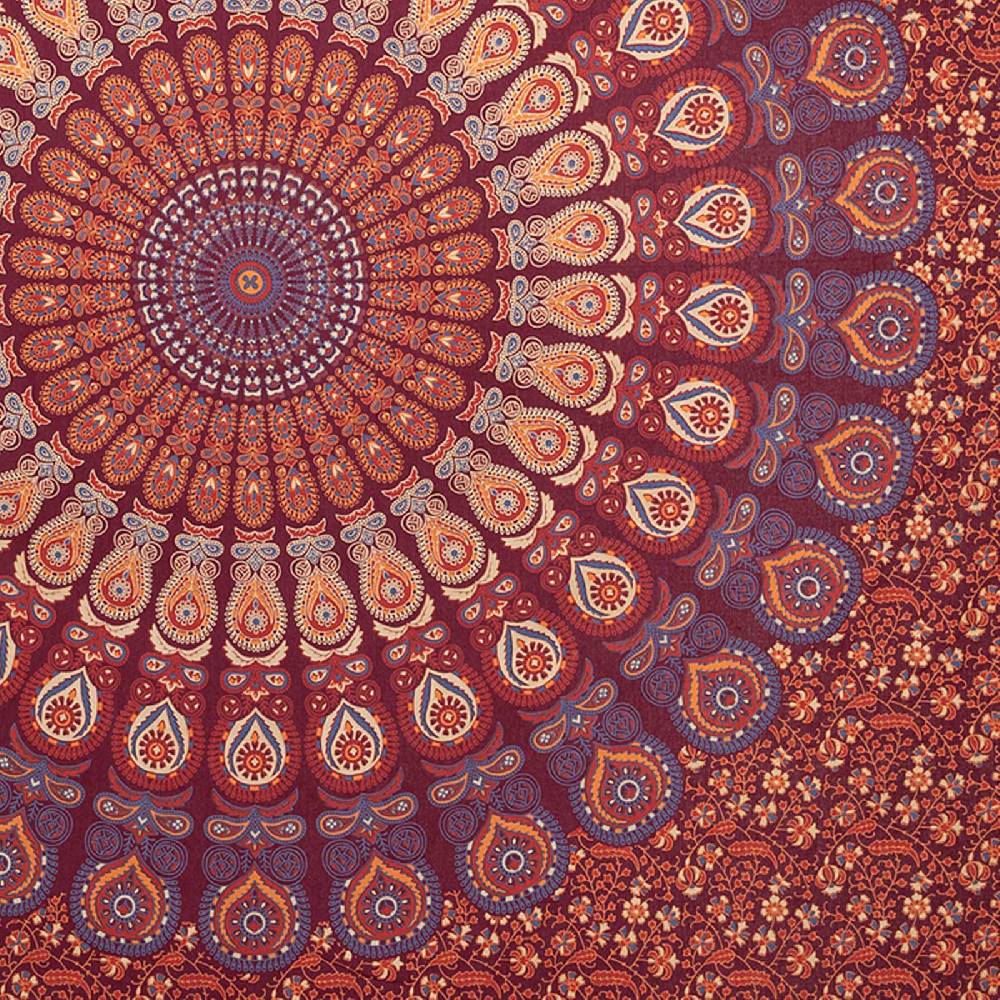 Kunst Und Magie Tagesdecke Wandbehang Mandala Deko Tuch Peacock Pfau XL ca. 200 x 230cm Super Sparpreis