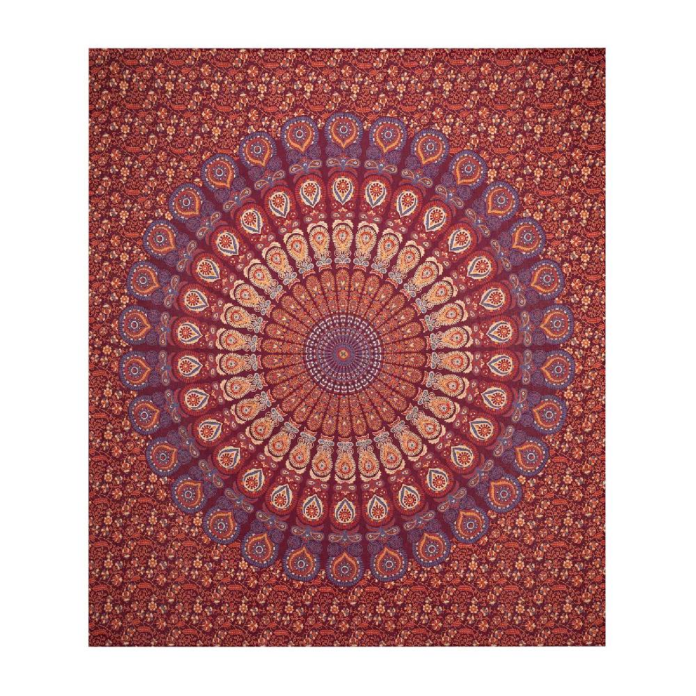 Kunst Und Magie Tagesdecke Wandbehang Mandala Deko Tuch Peacock Pfau XL ca. 200 x 230cm Super Sparpreis