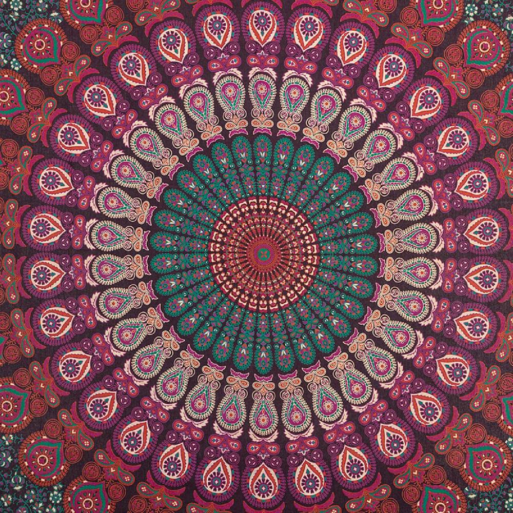 Kunst Und Magie Tagesdecke Wandbehang Mandala Deko Tuch Peacock Pfau XL ca. 200 x 230cm Wochenangebot