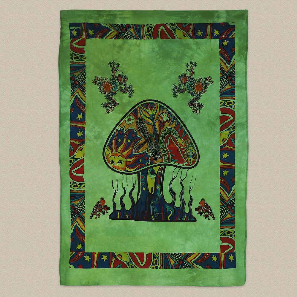 Kunst Und Magie Mushrooms Psy Goa Poster Wandbehang Deko Tuch Psychedelic Dekotuch ca. 210 x 140 cm Begrenzte Freigabe