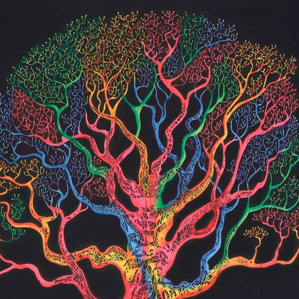 Kunst Und Magie Kunst und Magie Wandbehang Poster Dekotuch Tuch Wandteppich bunter Baum Poster ca 105 x 73 cm Letzte 3 Tage