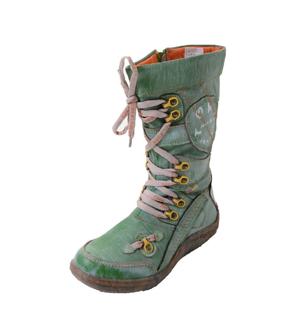 Kunst Und Magie TMA Damen Leder Stiefelette 16366-5 grün Verkauf